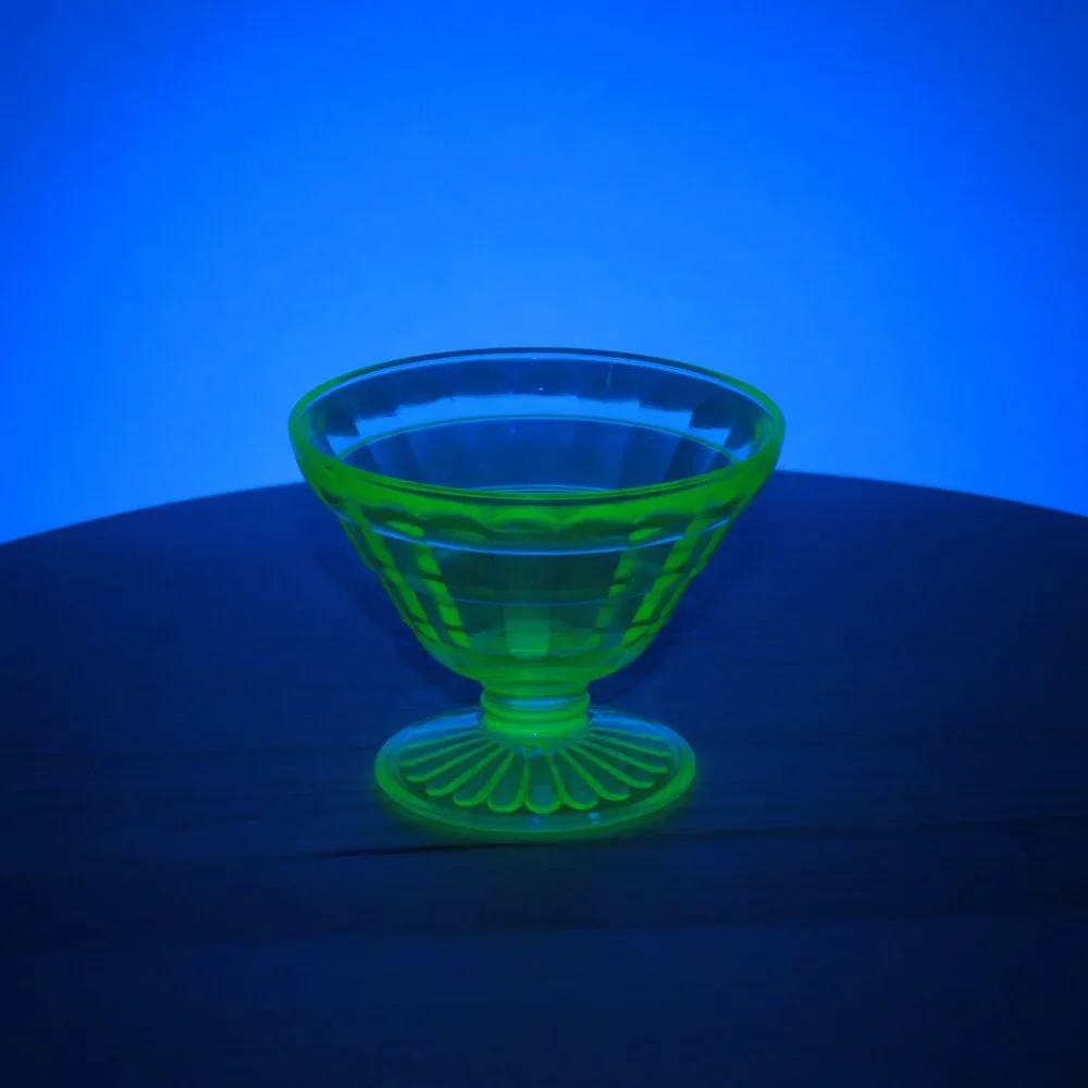 Vintage Uranium Glass Sherbet Bowl Cup 3